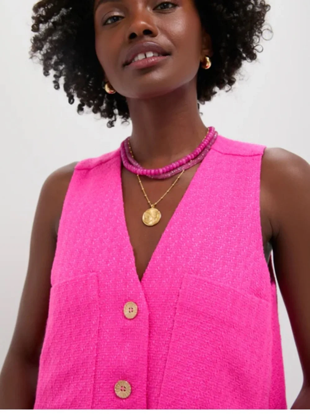 Tuckernuck Hot Pink Sleeveless Button Romper - Picture 4 of 10